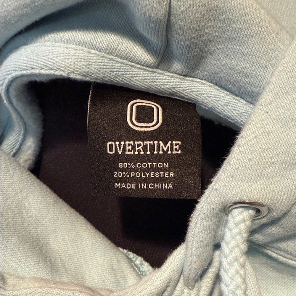 Men’s Large Overtime Sky Blue Hoodie with Sleeve Detail - Picture 9 of 10